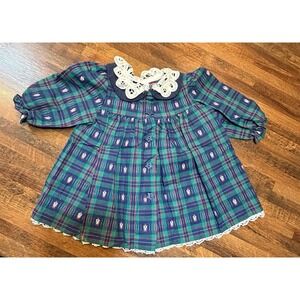 Vintage baby girl dress, w/ angels. Lace overlay collar sz 6/9 months. Cottage